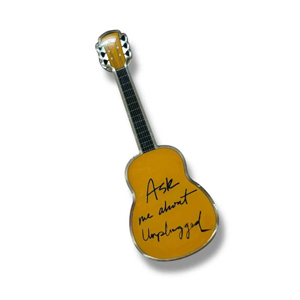 Vintage Jon Bon Jovi Avon Guitar Shaped Pin 3" "Ask‎ me about Unplugged"